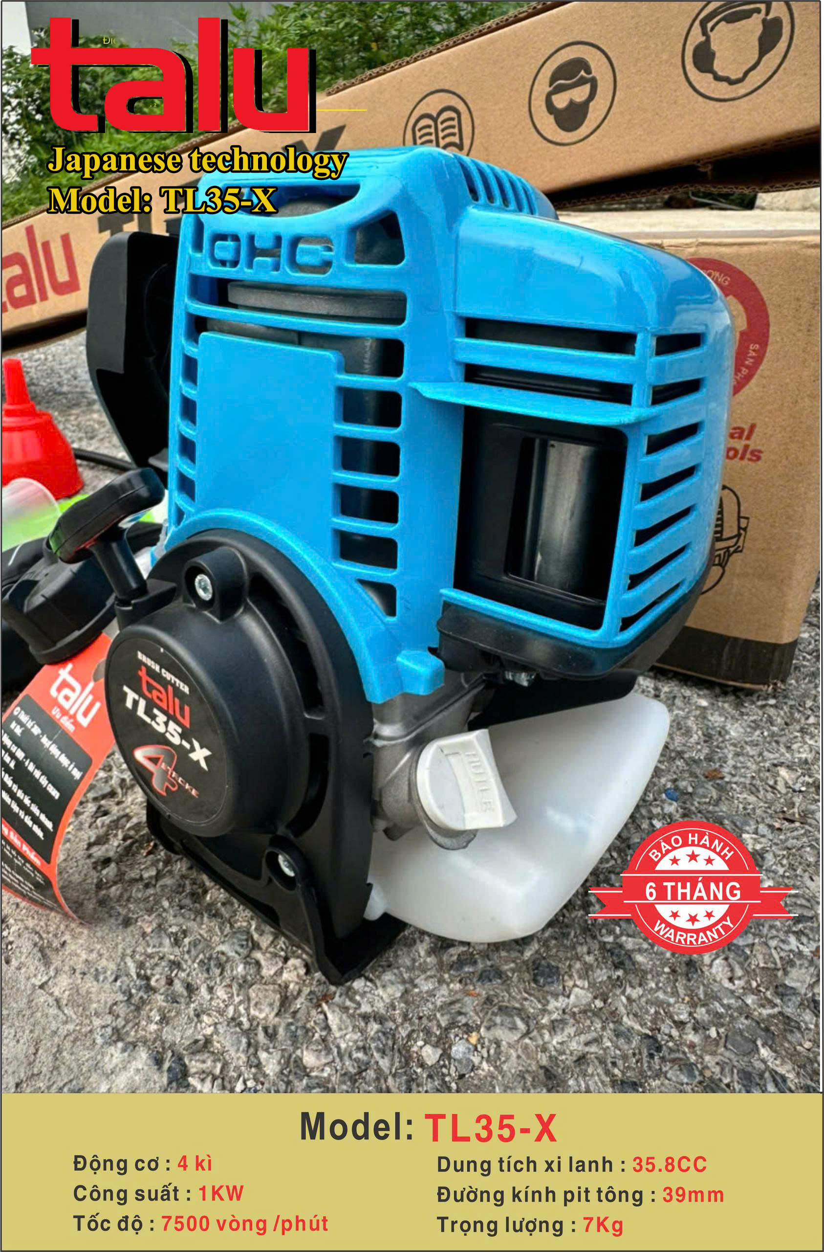Máy cắt cỏ TL35X 4 thì xăng riêng nhớt riêng - Góc nhìn 5