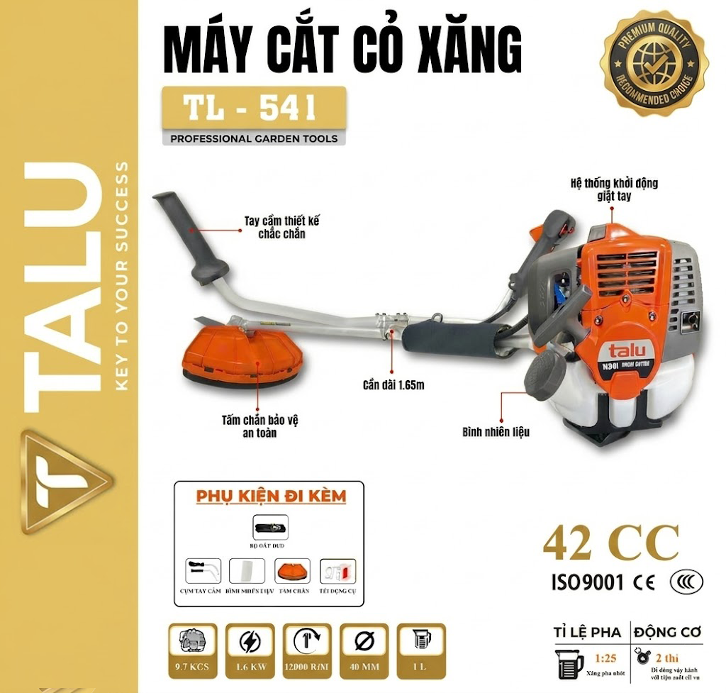 Máy cắt cỏ 2 thì Talu TL541 xăng pha nhớt 1:25 chính hãng tại TẤN LỤA