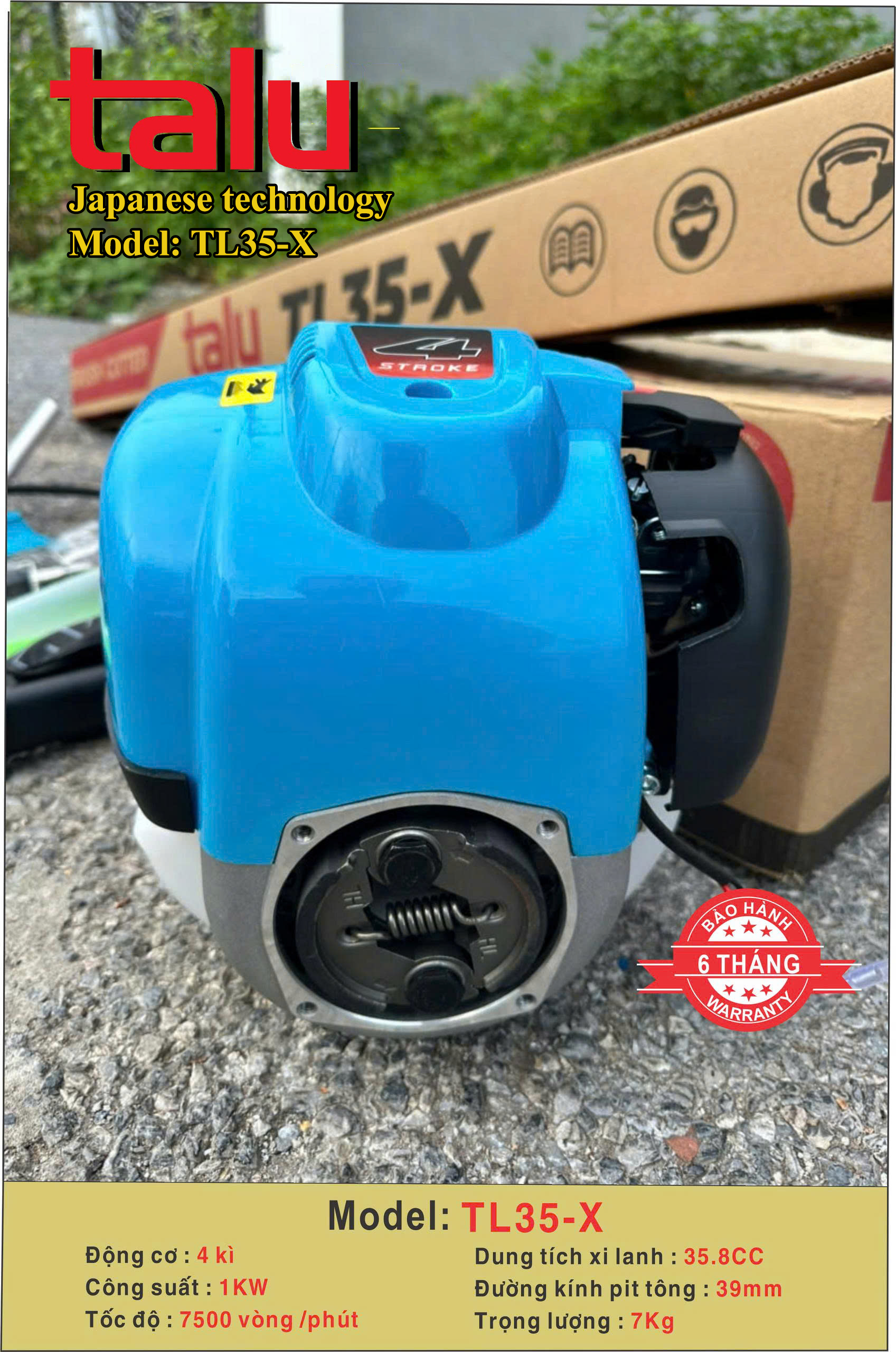 Máy cắt cỏ TL35X 4 thì xăng riêng nhớt riêng - Góc nhìn 6