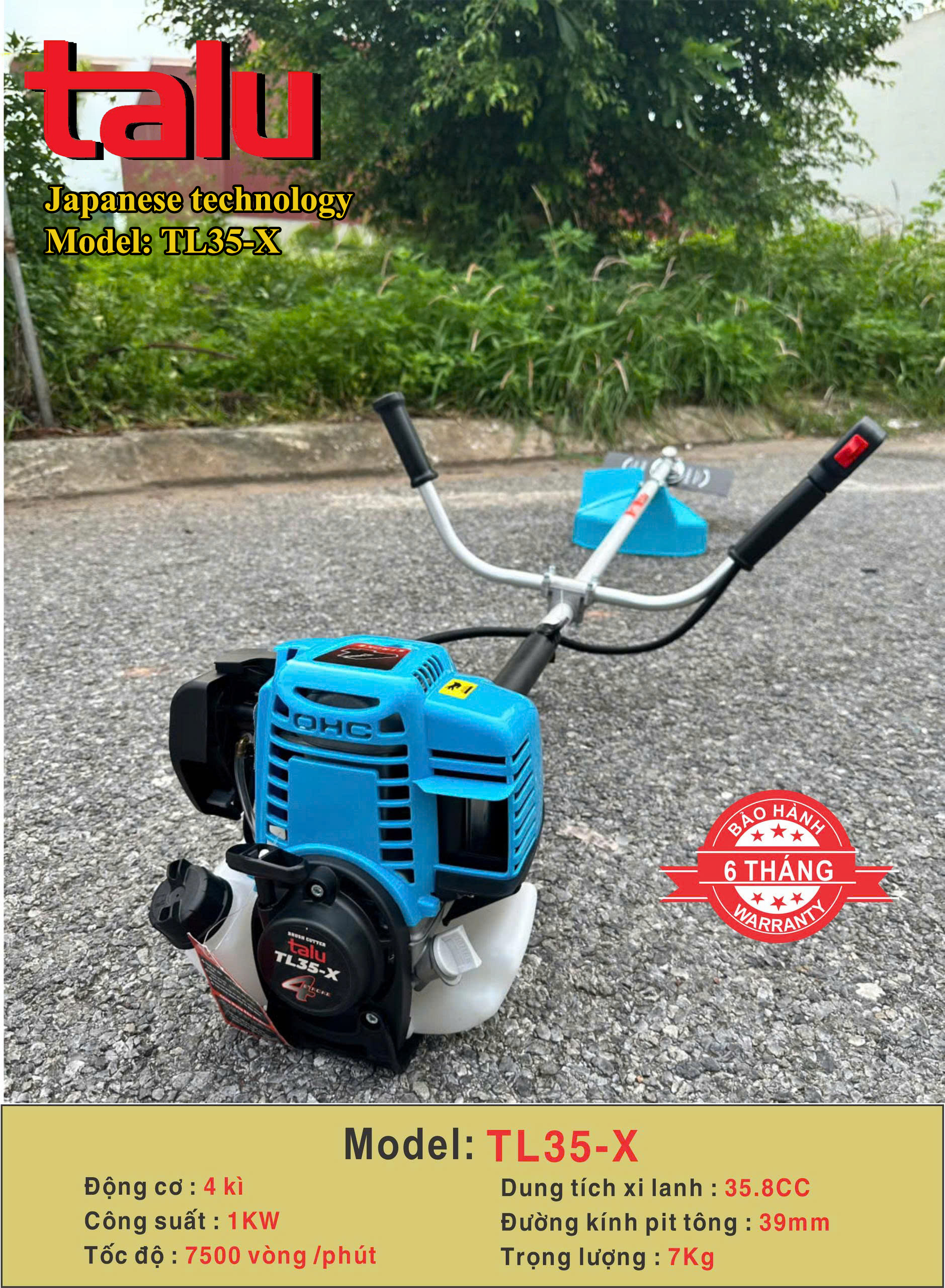 Máy cắt cỏ TL35X 4 thì xăng riêng nhớt riêng - Góc nhìn 2